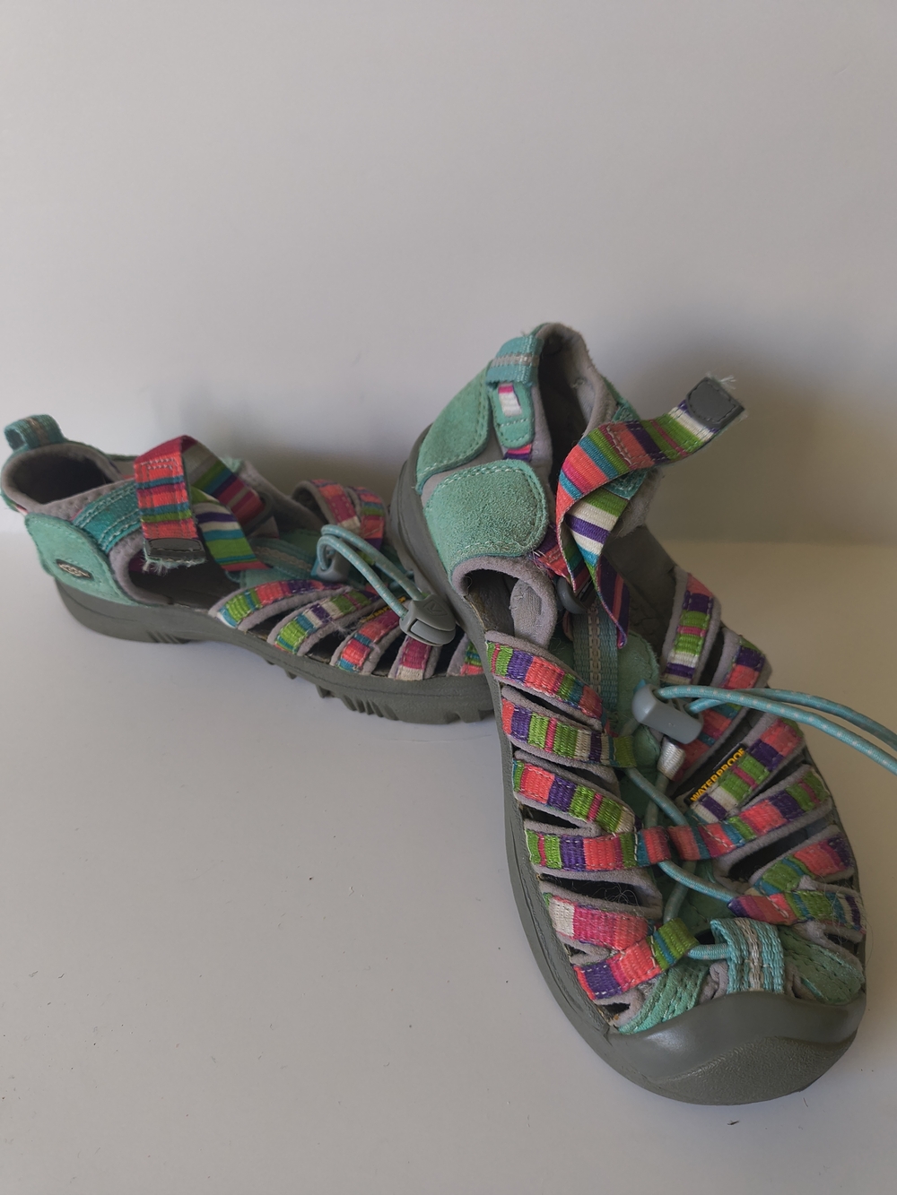 Keen Gray and Pink-Striped Closed-Toe Outdoor Sandals